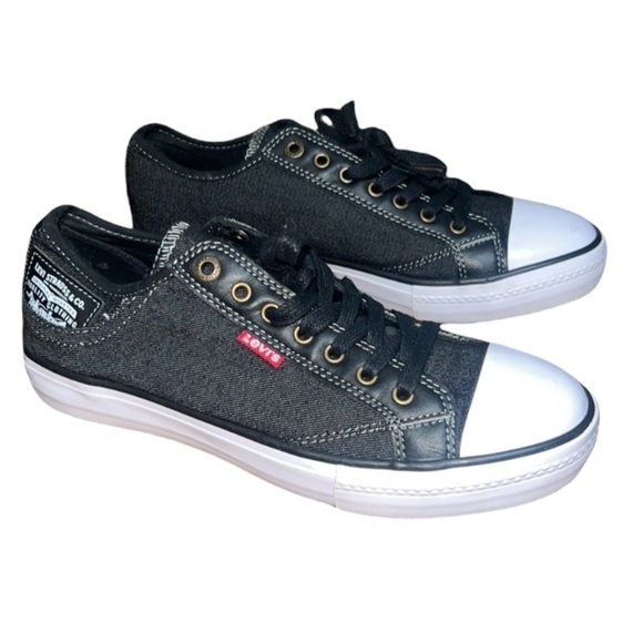 Levi’s Stan Buck C Black denim sneakers Classic logos retro style Mens size 8 - Picture 1 of 12